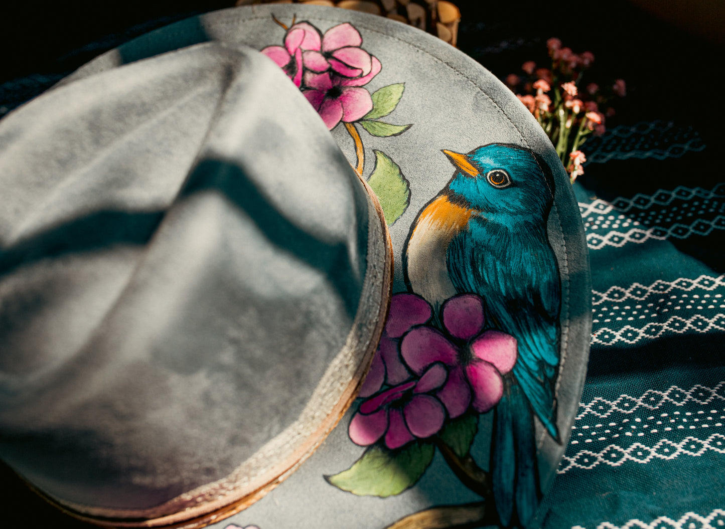 Pretty Little Bluebird -- Wide Brim Vegan Suede Hat