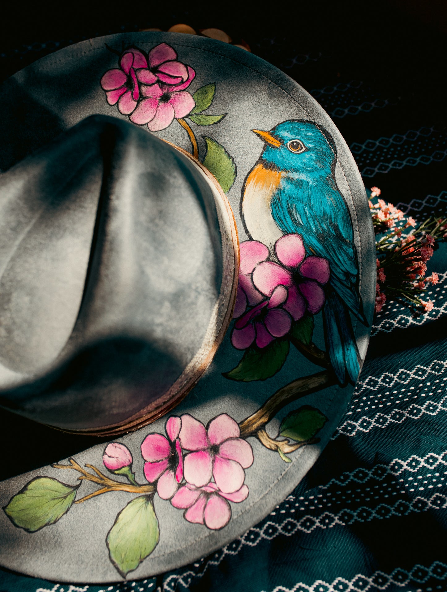 Pretty Little Bluebird -- Wide Brim Vegan Suede Hat