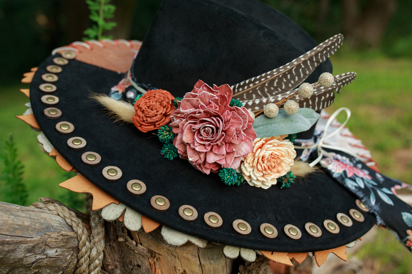 Zorra - One Of A Kind Hand Crafted Wide Brim Hat - Painted, Burned Hat