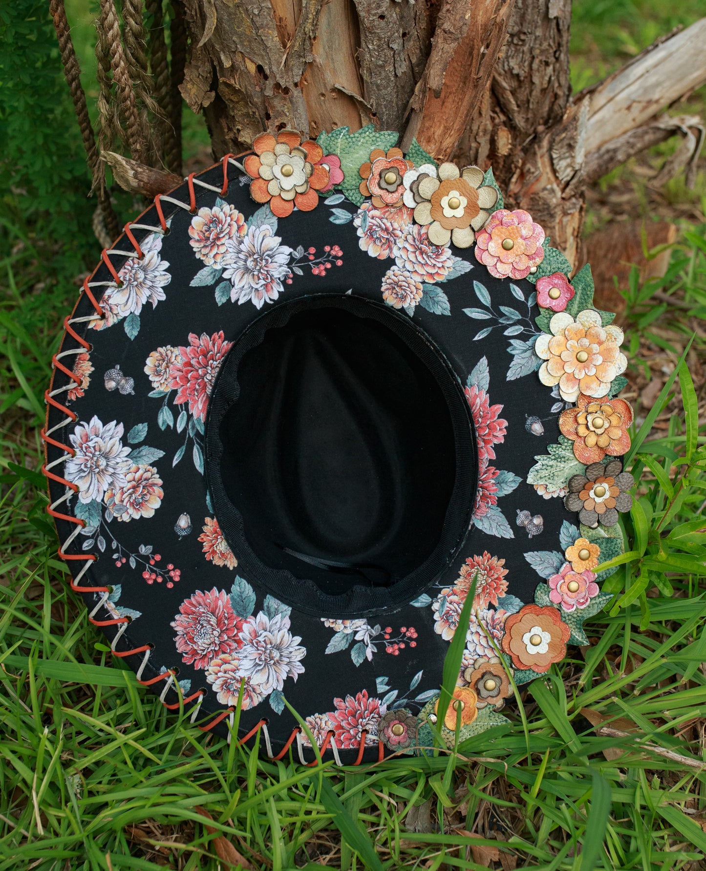 Zorra - One Of A Kind Hand Crafted Wide Brim Hat - Painted, Burned Hat