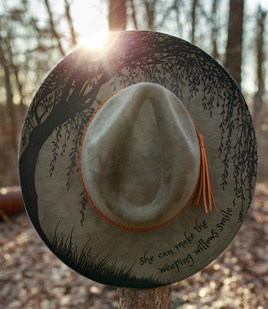 Weeping Willow Hat - Wide Brim Vegan Suede Hat