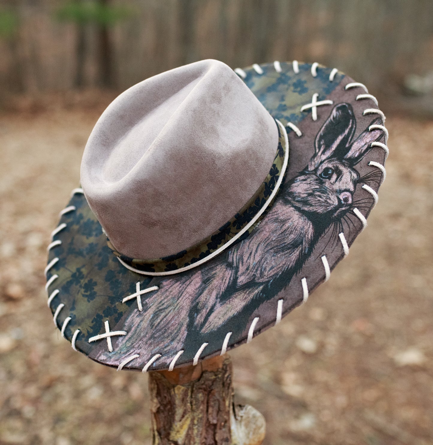 Rabbit Hat - Wide Brim Vegan Suede Hat