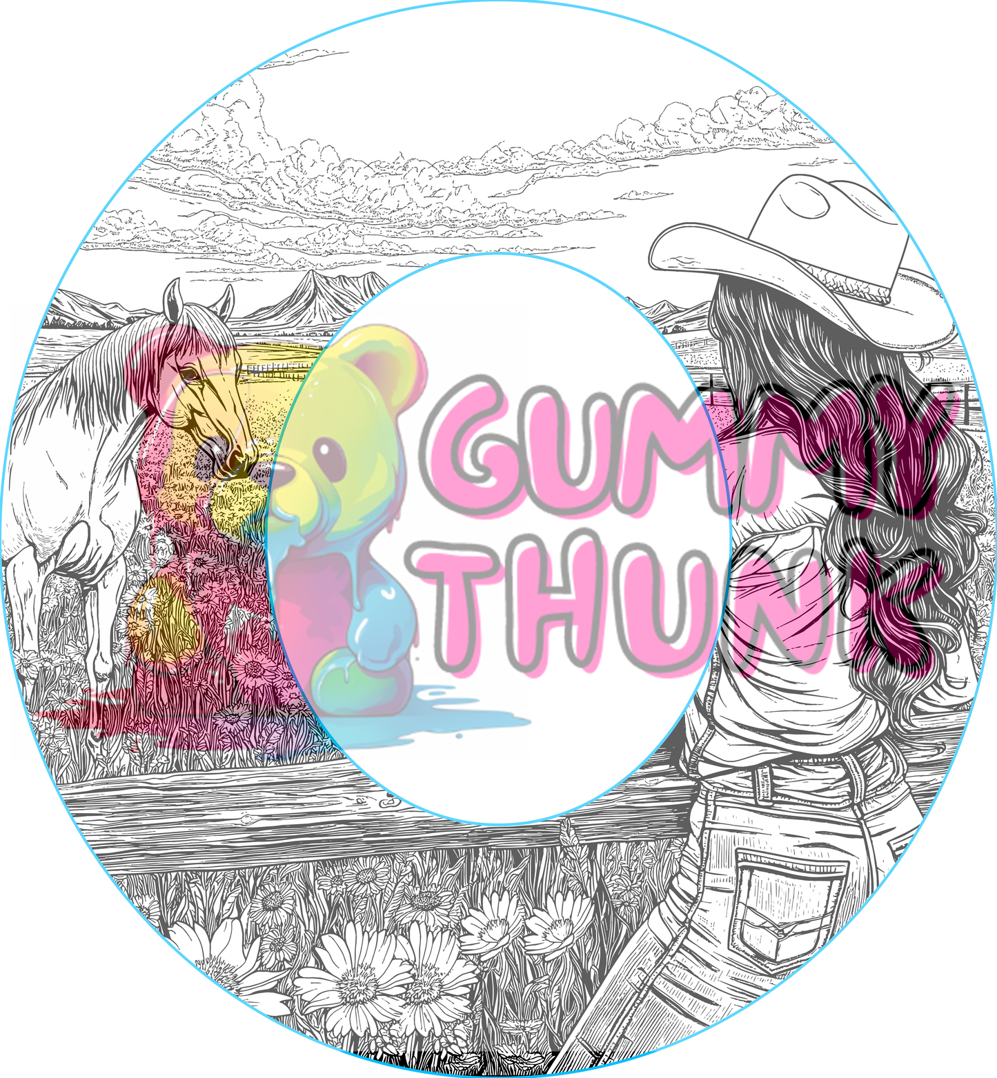 Cowgirl and Horse Wide Brim Template for Burning - SVG and PNG Files